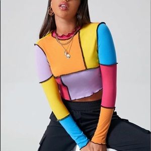 Multicolor long sleeve crop top